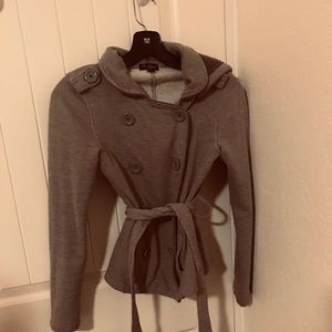 women's peacoat, guess, grey, S, detachable hood